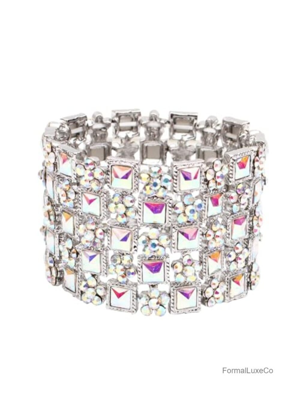 Art Deco Crystal Stretch Bangle Bracelet for Women Wedding Bridal